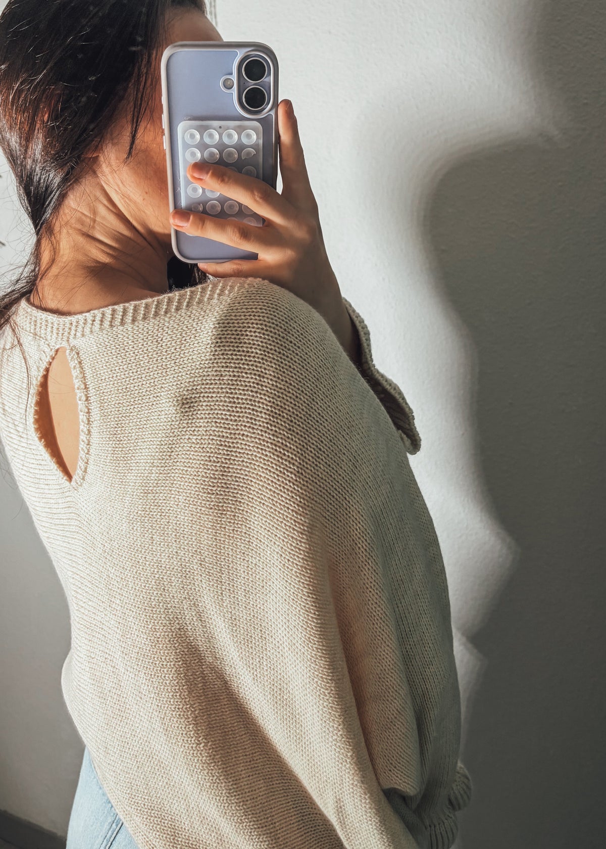 Pull Maille Écru Dos Ouvert