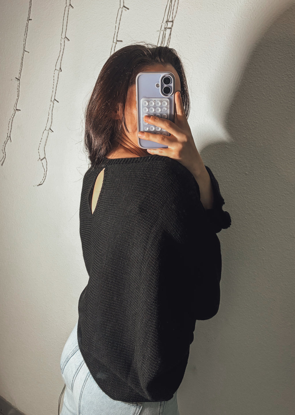 Pull Maille Noir Dos Ouvert